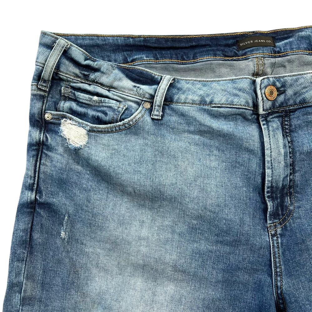 Silver Jeans Co Womens Denim Blue Jean Shorts Distressed Bermuda Length Size 20 - Picture 2 of 9